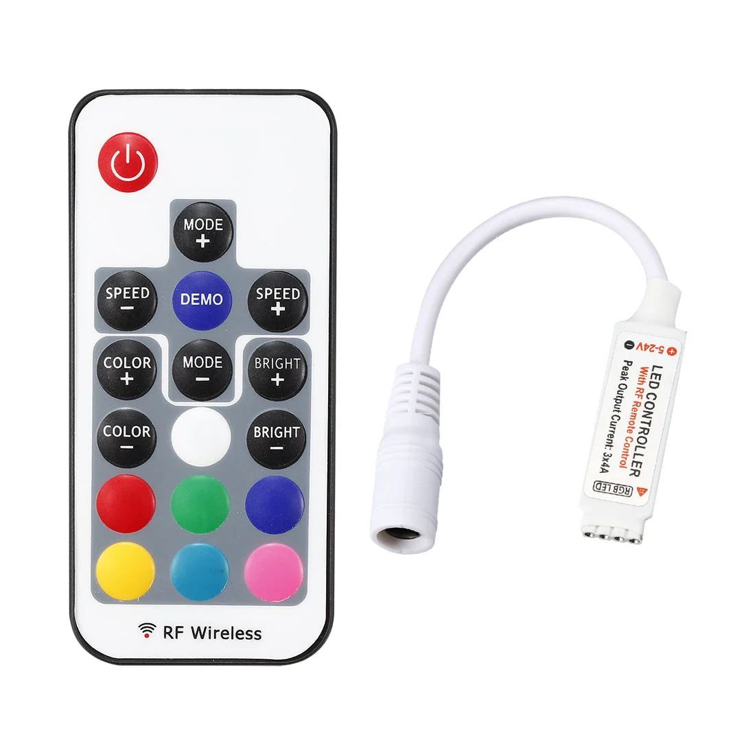 DC 5-24V Mini LED Controller Dimmer 17Keys RF Remote Control for RGB Light Strip