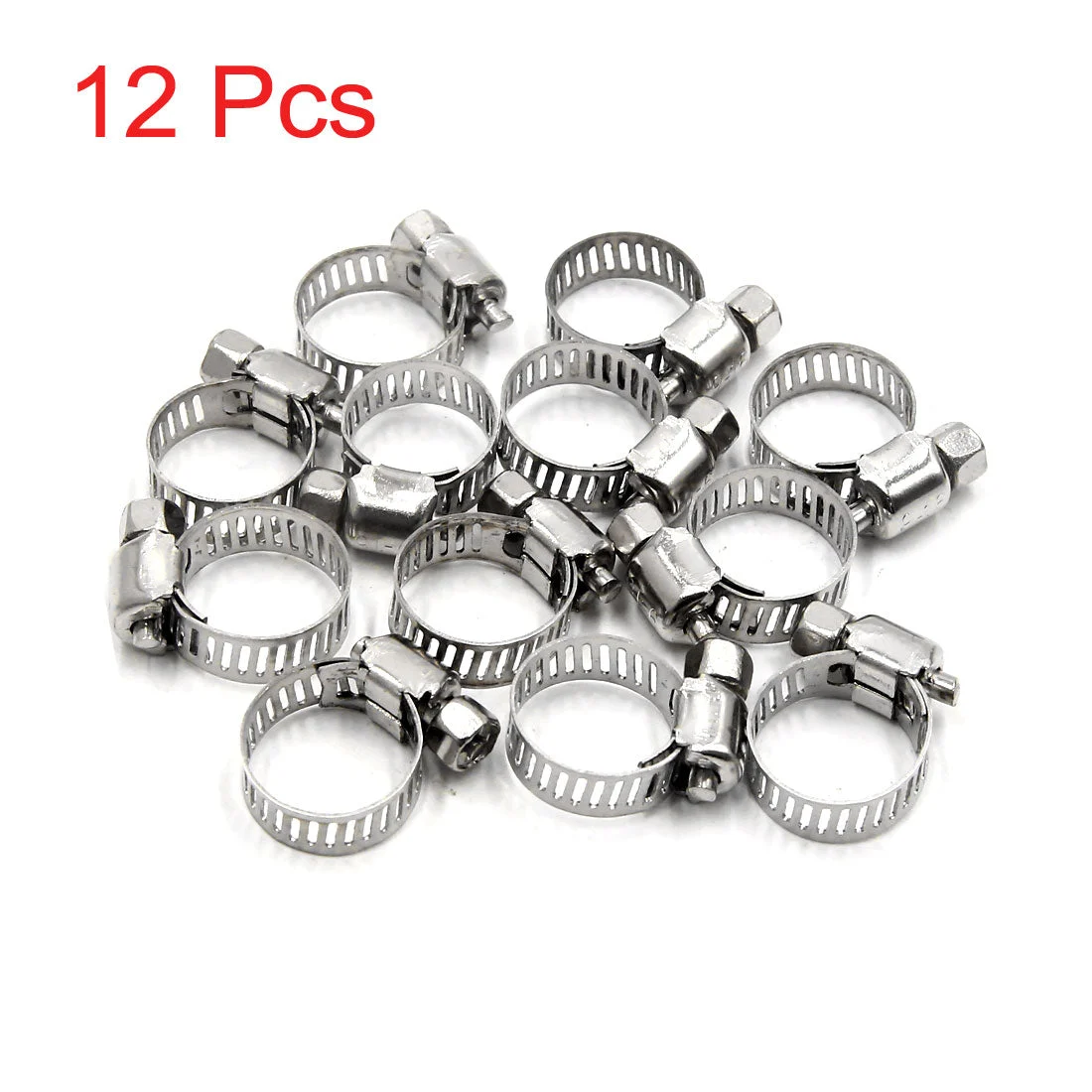 12Pcs 9-16mm Metal Adjustable Drive Hose Clamp Fuel Line Clip for Car