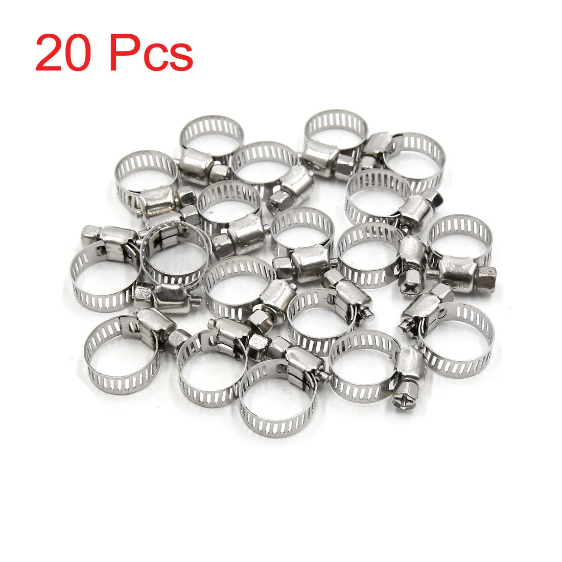20Pcs 9-16mm Metal Adjustable Drive Hose Clamp Fuel Line Clip for Car