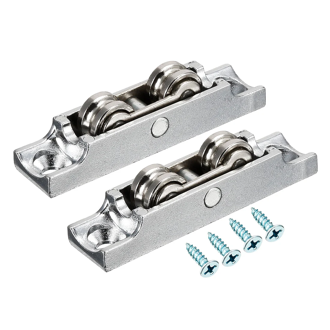 11.5mm Dia Bearing Steel Electroplating Double Wheel Sliding Door Window Pulley 2pcs