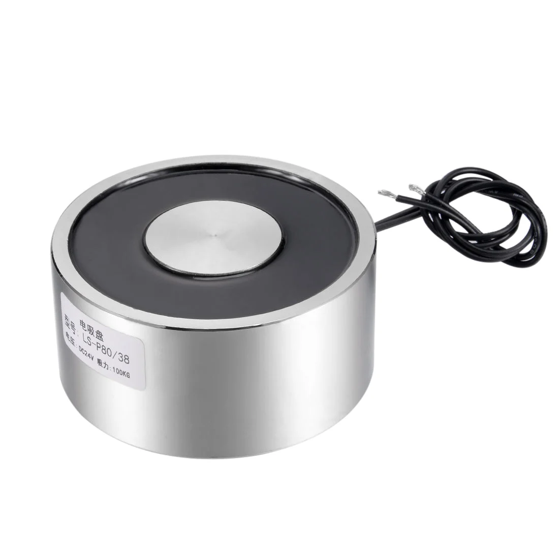 Uxcell 80mm x 38mm DC24V 0.59A 14.16W 1000N Sucking Disc Solenoid Lift Holding Electromagnet