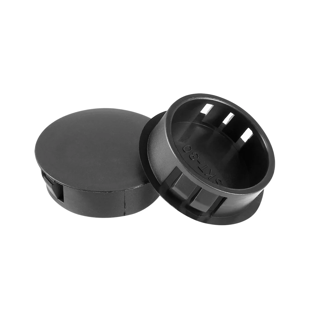 50pcs 30mm x 11.5mm Black Nylon Round Snap Locking Panel Hole Cover
