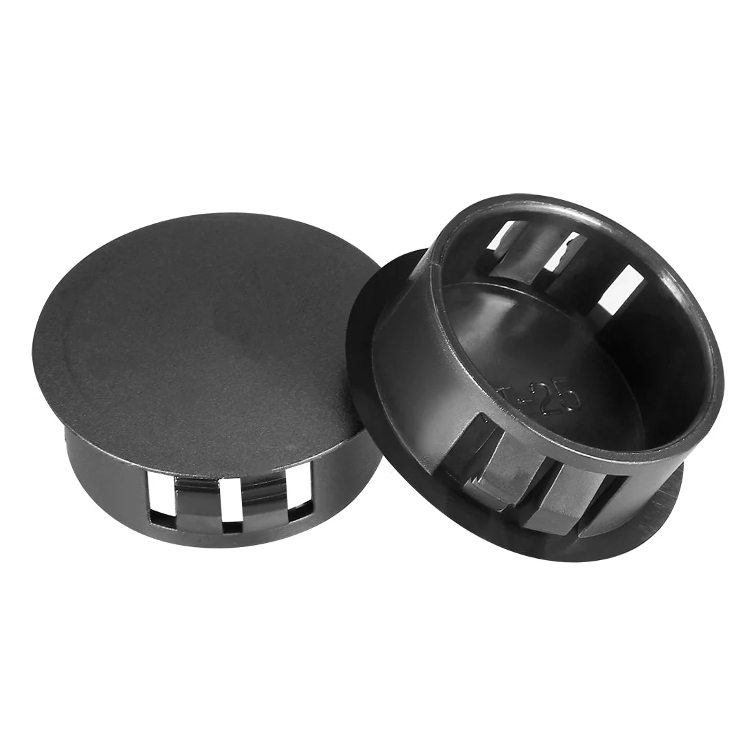 10 pcs 24.7mm x 11.4mm Black Nylon Round Snap Locking Panel Hole Cover