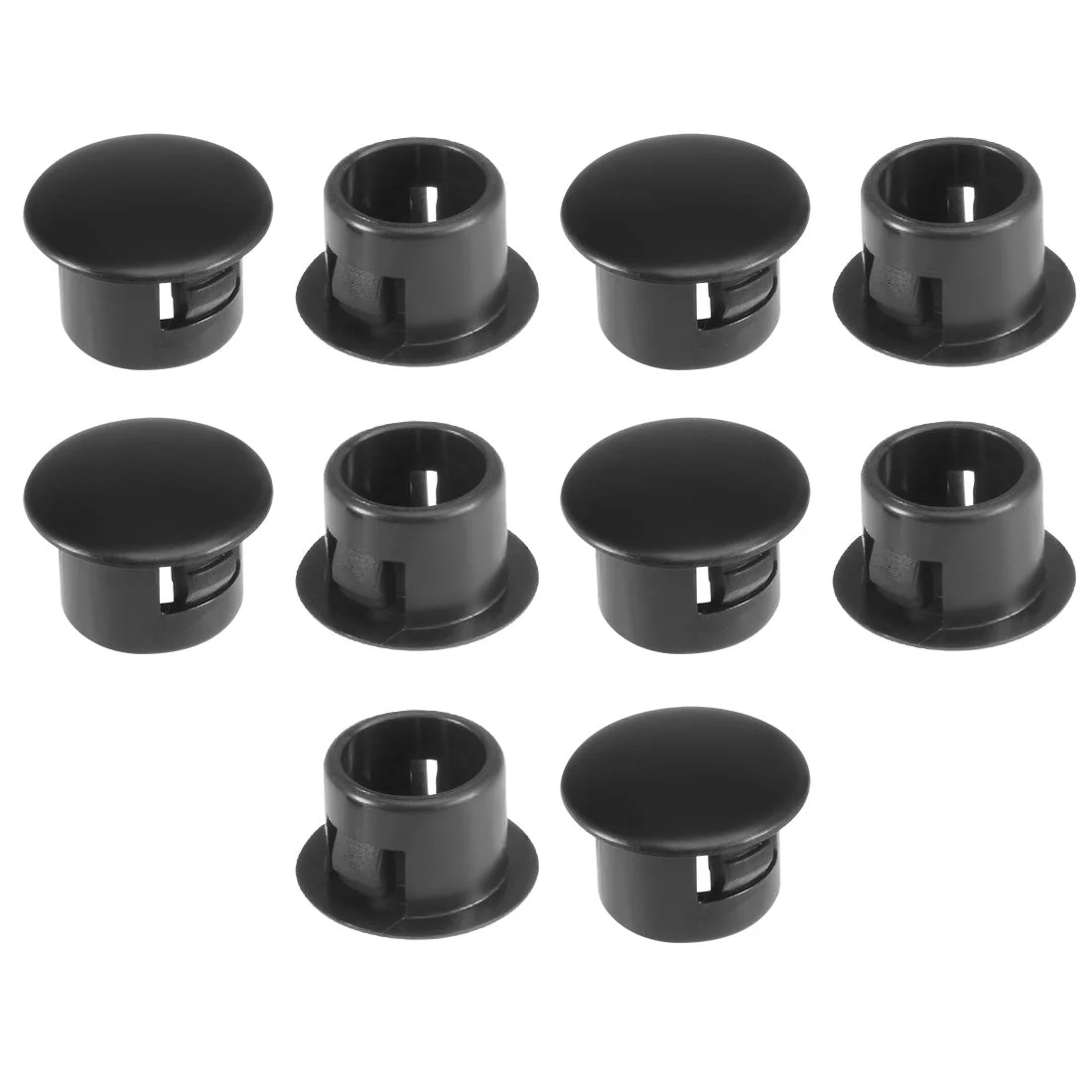 10pcs 12.7mm x 9mm Black Nylon Round Snap Panel Locking Hole Plugs Cover