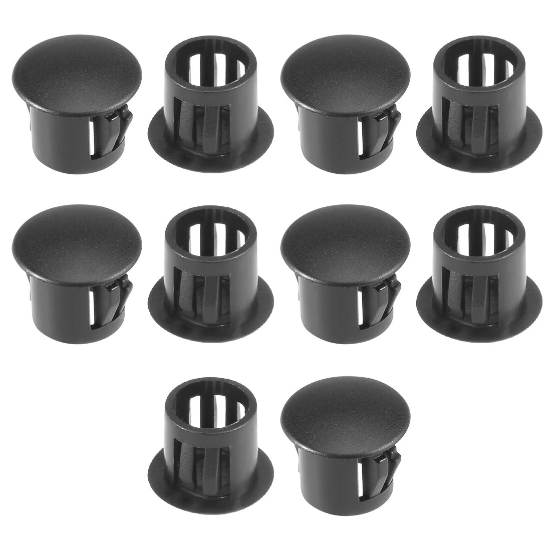 10pcs 9.5mm x 10.5mm Black Nylon Round Snap Panel Locking Hole Plugs Cover