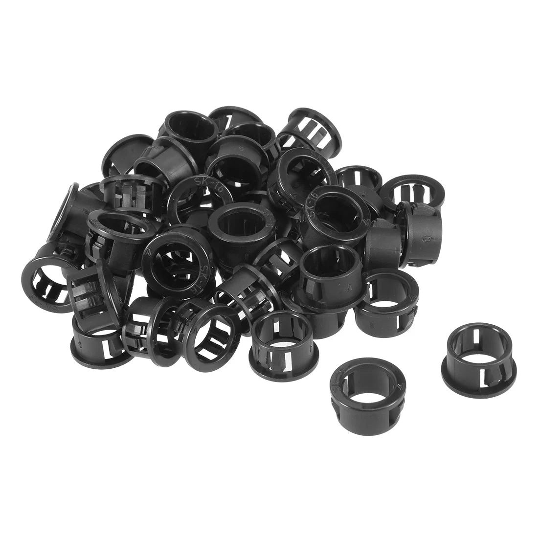 Uxcell 48pcs 16mm Mounted Dia Cable Hose Snap Bushing Grommet Protector Black