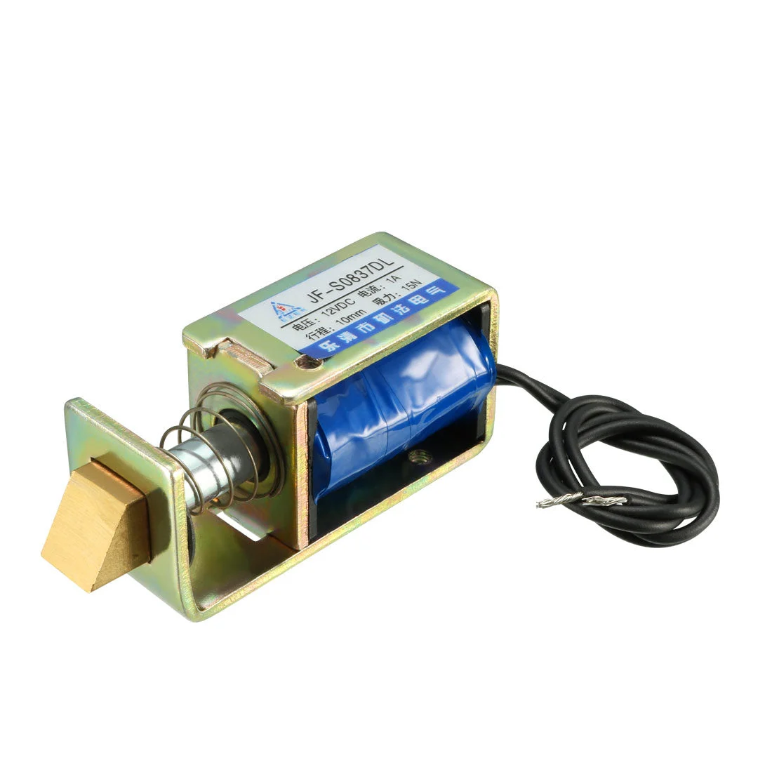 JF-S0837DL DC 12V 1A 12W 15N 10mm Pull Type Linear Motion Solenoid Electromagnet