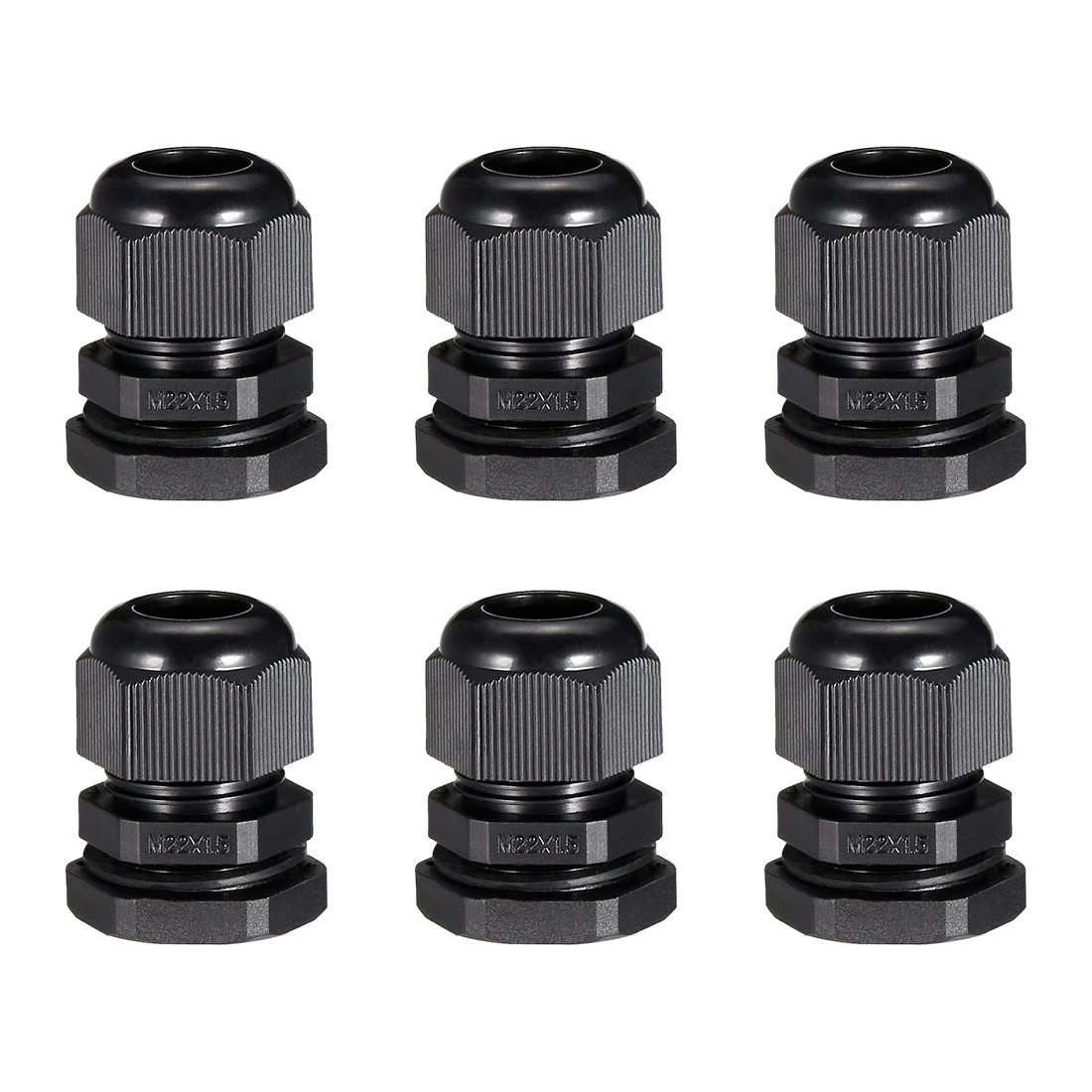 6Pc M22 Cable Gland Waterproof Joint Adjustable Black for 10mm-13mm Dia Wire