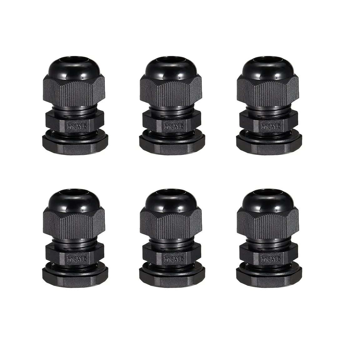 6Pcs M18 Cable Gland Waterproof Connector Plastic Wire Glands Joints Black for 5-10mm Dia Wires