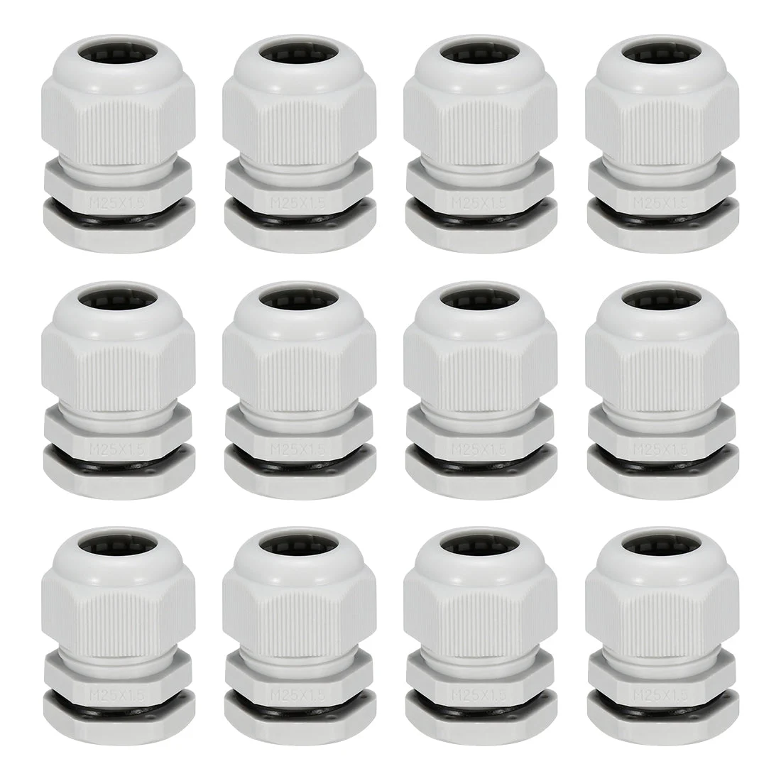 12Pcs M25 Cable Gland Waterproof Connector Plastic Wire Glands Joints White for 8mm-16mm Dia Wires