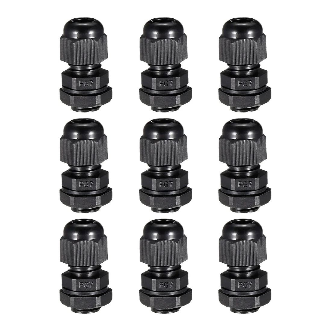 9Pc PG7 Cable Gland Waterproof Joint Adjustable Black for 3mm-6.5mm Dia Wire