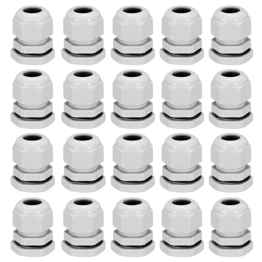 20Pcs M22 Cable Gland Waterproof Plastic Joint Adjustable Locknut White for 10mm-13mm Dia Cable Wire White