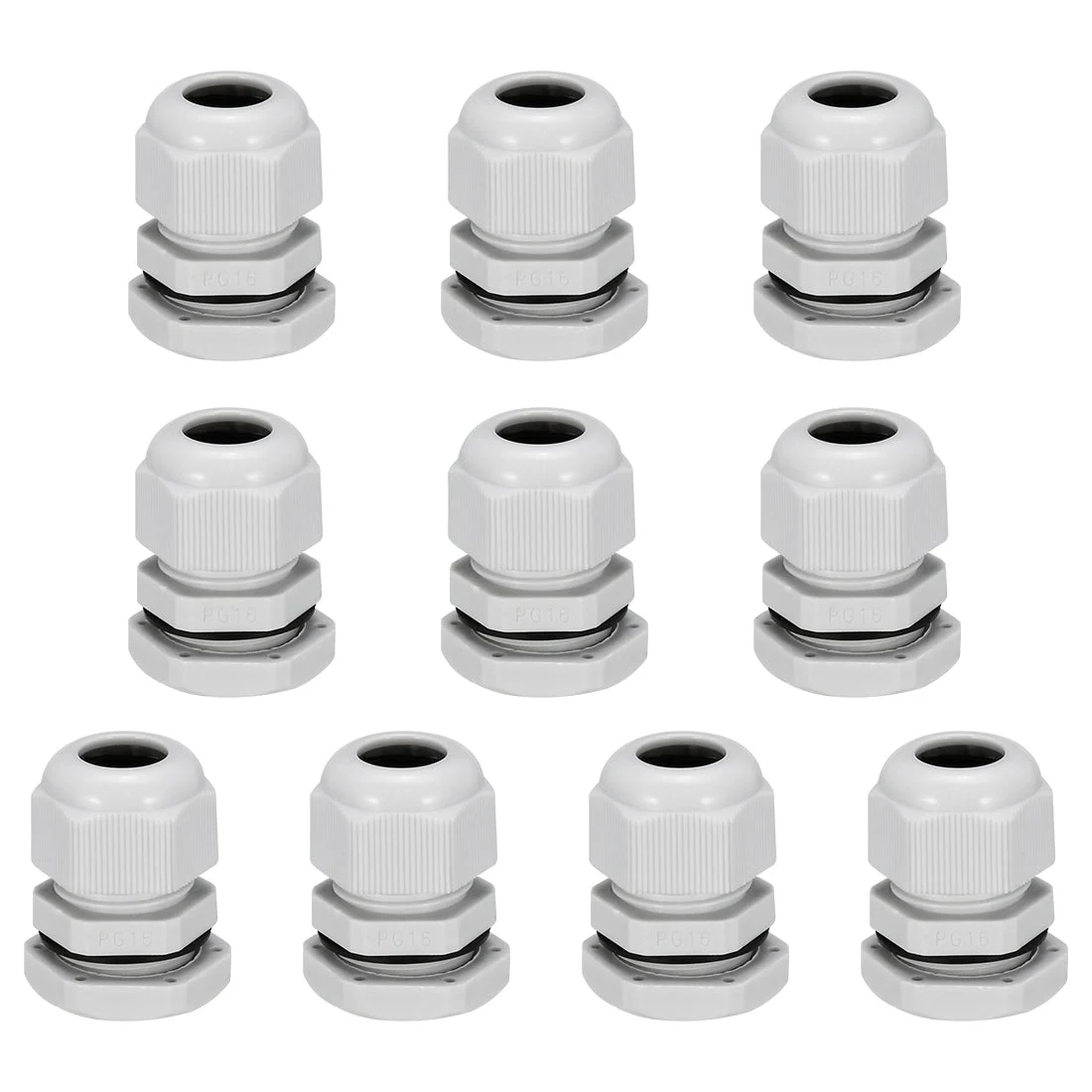 10Pcs PG16 Cable Gland Waterproof Plastic Joint Adjustable Locknut White for 10mm-13mm Dia Cable Wire