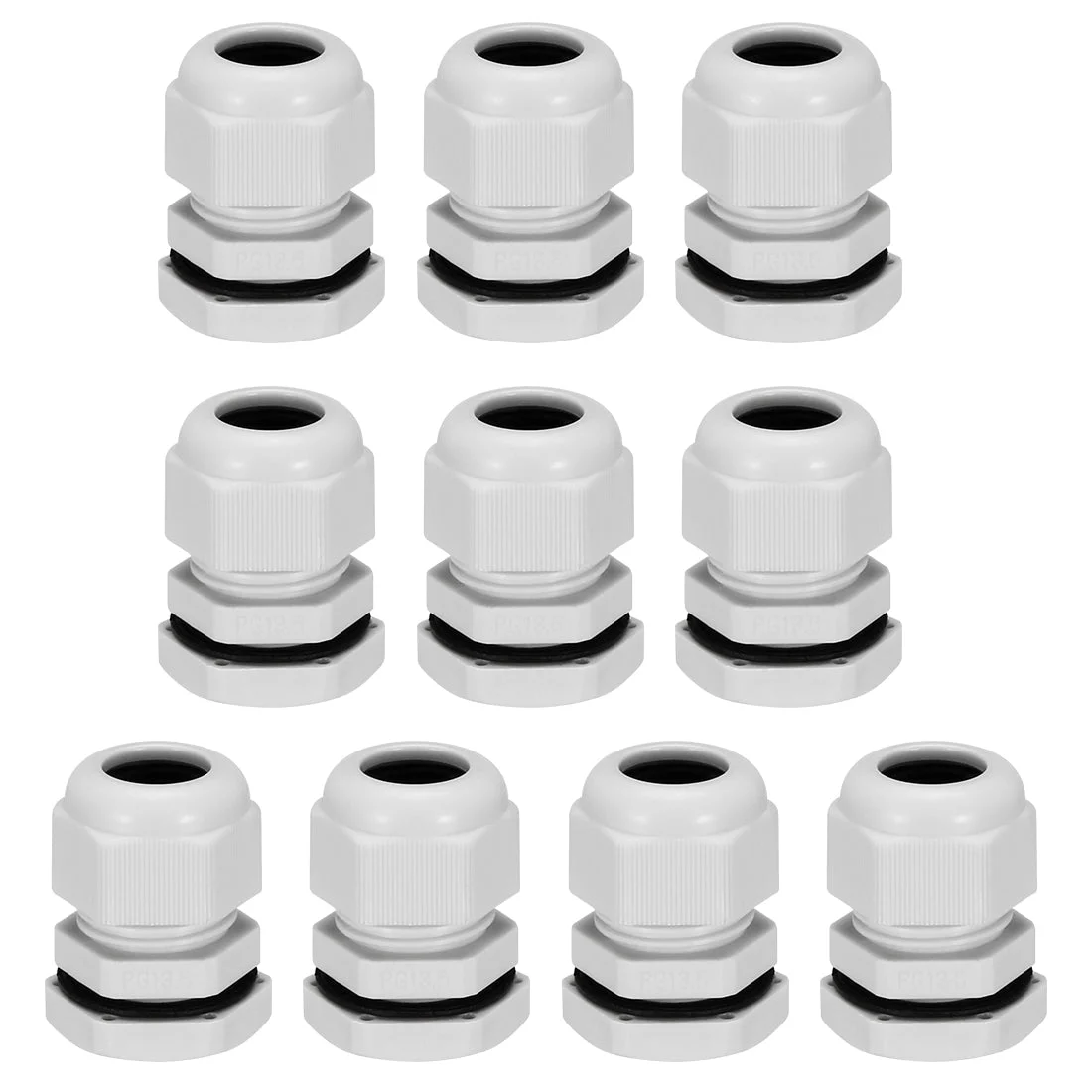 10Pc PG13.5 Cable Gland Waterproof Joint Adjustable White for 6mm-11mm Dia Wire