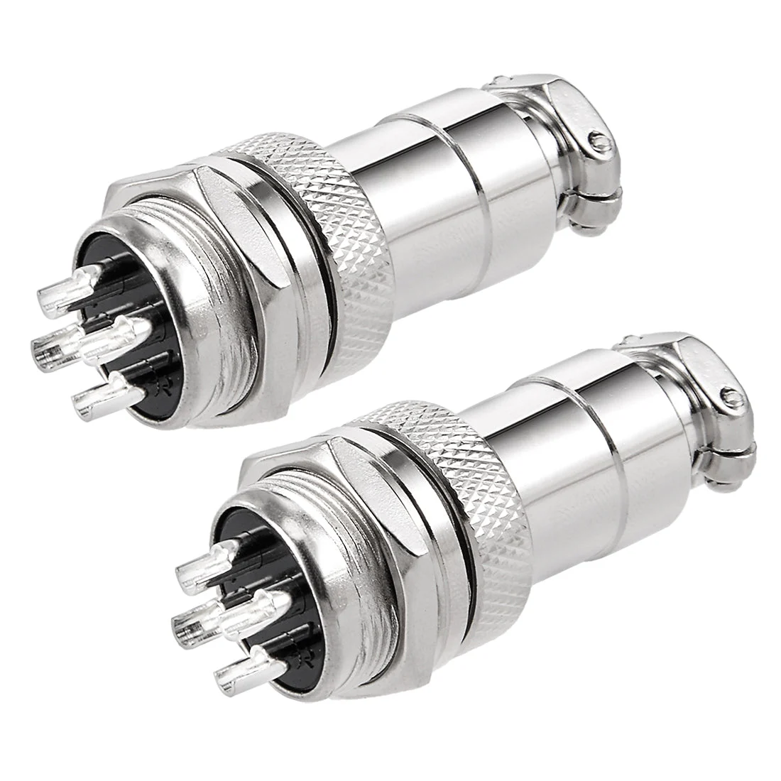 2pcs Aviation Connector 16mm 4P 5A 125V GX16-4 Waterproof Male Wire Panel Power Chassis Metal Fittings Connector Aviation Silver Tone