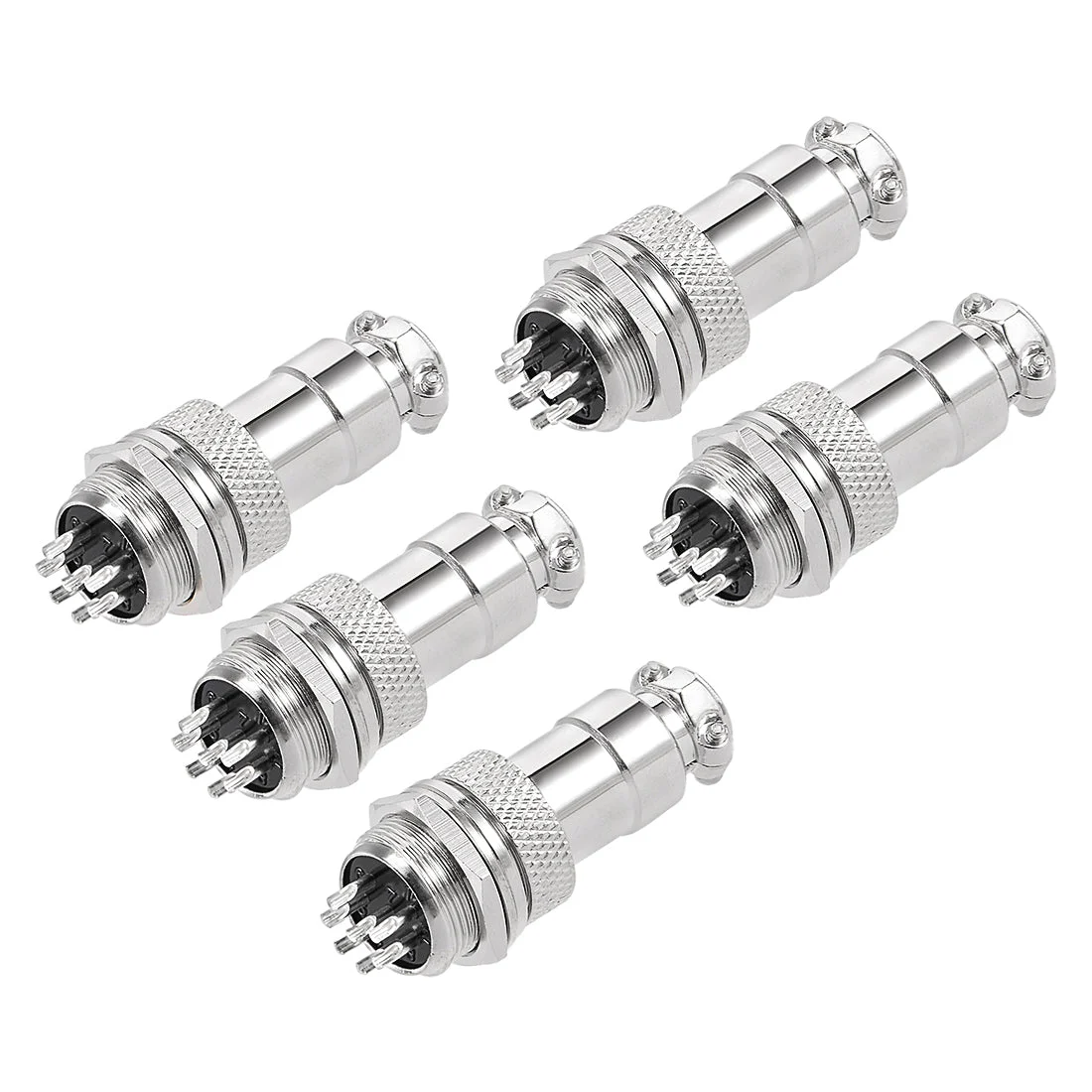 5pcs Aviation Connector, 16mm 7P 4A 125V GX16-7 Waterproof Male Wire Panel Power Chassis Metal Fittings Connector Aviation Silver Tone
