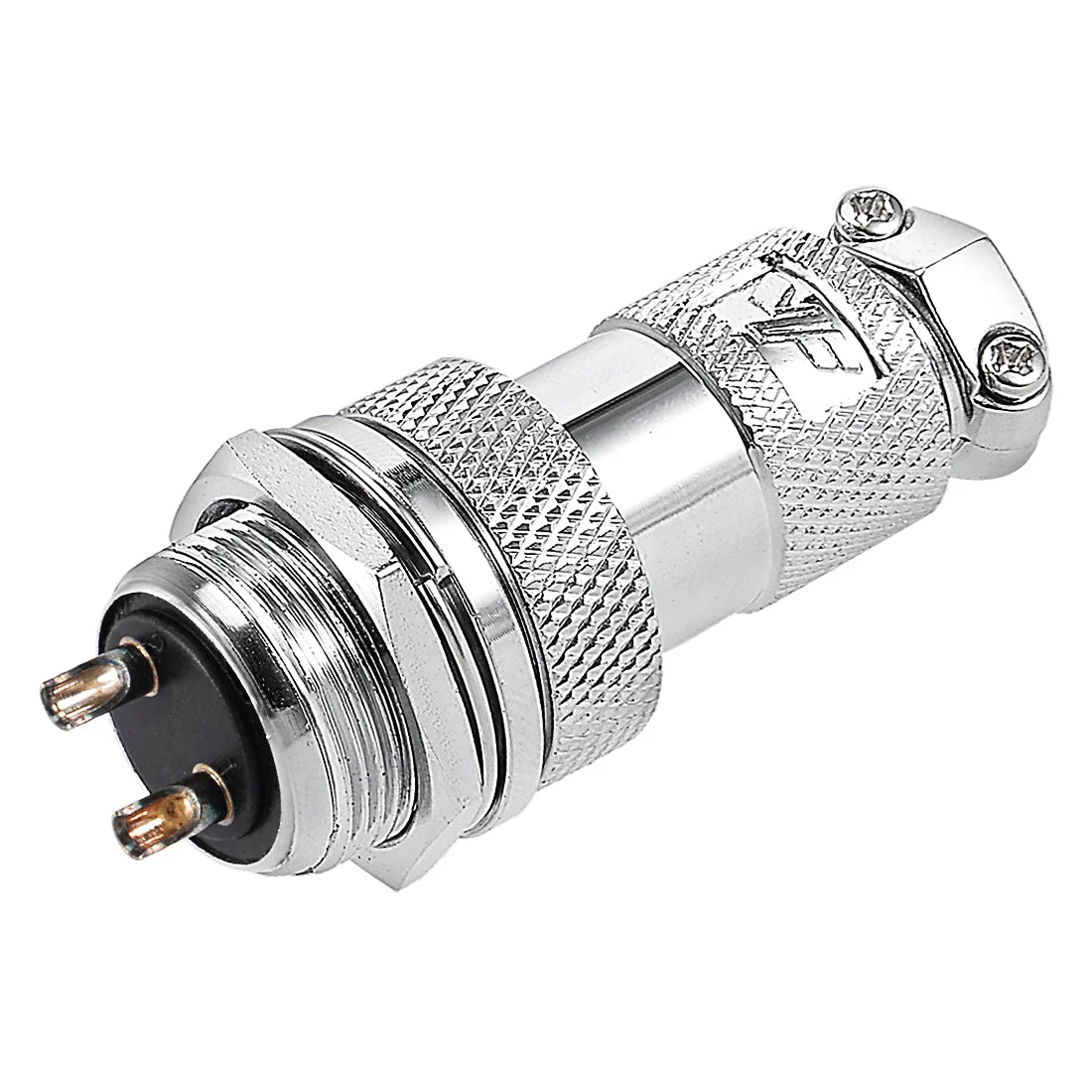Aviation Connector, M20 2P 20A 250V M20-2 Waterproof Male Wire Panel Power Chassis Metal Fittings Connector Aviation Silver Tone