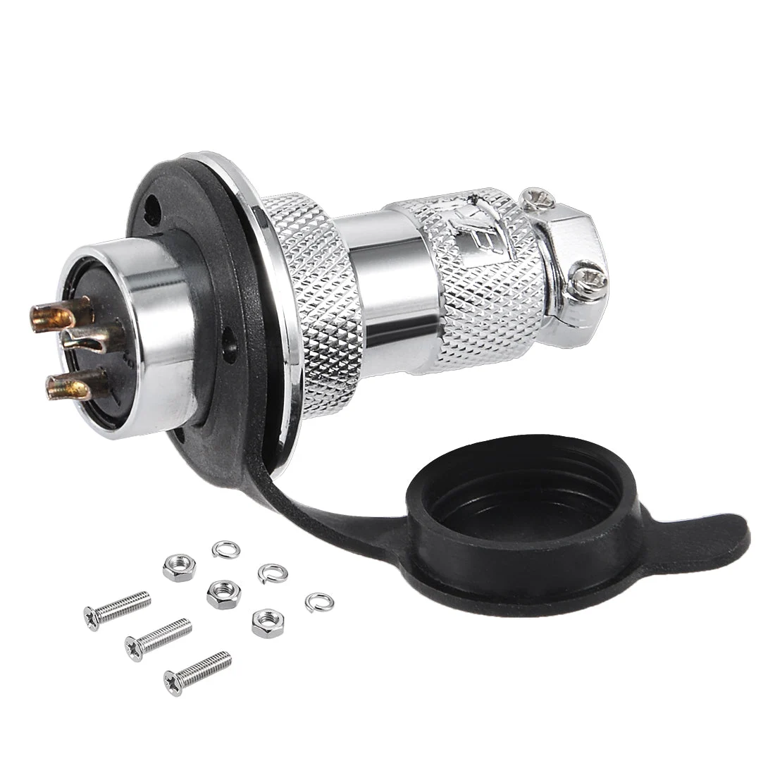 Aviation Connector, 20mm 3P 20A 250V M20-3 Waterproof Male Wire Panel Power Chassis Metal Fittings Connector Aviation Silver Tone