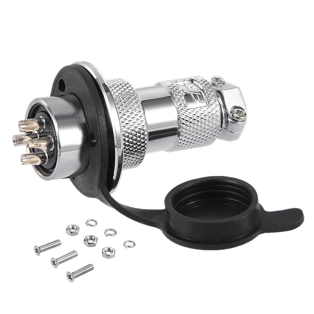 Aviation Connector, 20mm 4P 20A 250V M20-4 Waterproof Male Wire Panel Power Chassis Metal Fittings Connector Aviation Silver Tone