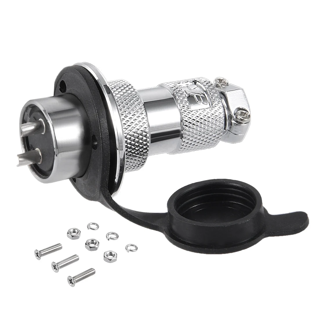 Aviation Connector 20mm 2P 20A 250V M20-2 Waterproof Male Wire Panel Power Chassis Fittings Connector Aviation Silver Tone