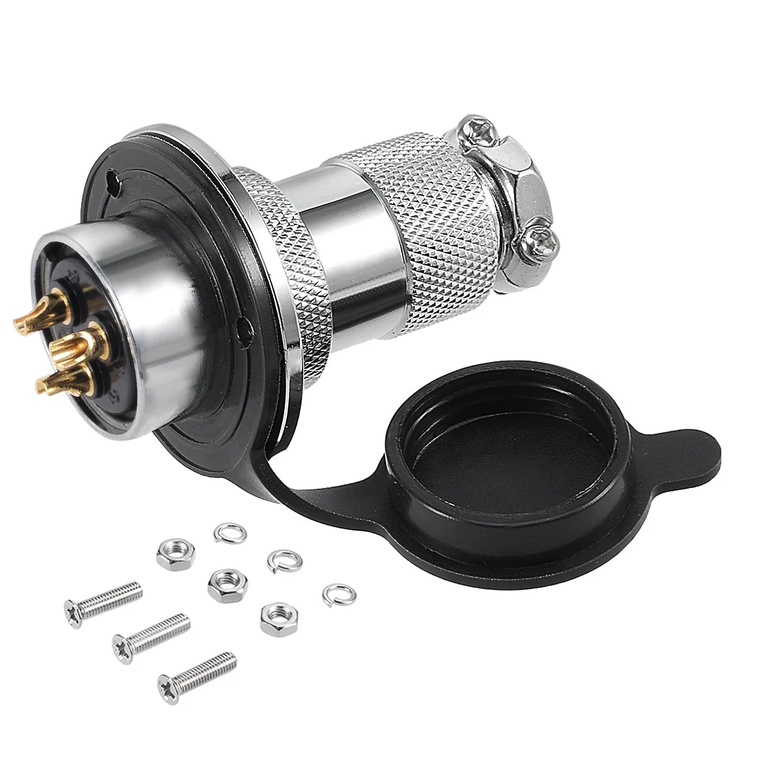 Aviation Connector, 25mm 3P 16A 380V GX25-3 Waterproof Male Wire Panel Power Chassis Metal Fittings Connector Aviation Silver Tone