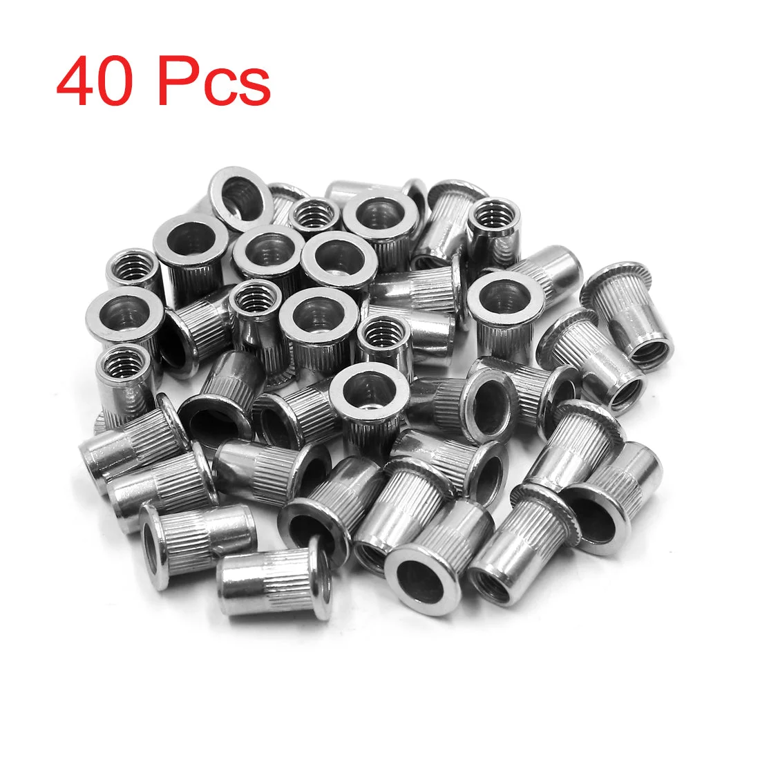 40Pcs 304 Stainless Steel 1/4-20 UNC Car Flat Head Rivet Nut Insert