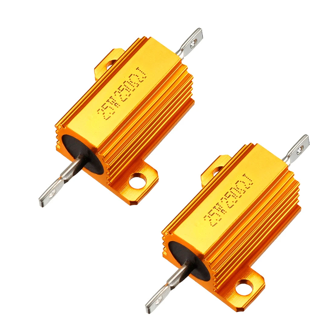 25W 250 Ohm 5% Aluminum Housing Resistor Screw Chassis Mounted Aluminum Case Wirewound Resistor Load Resistors Gold Tone 2 pcs