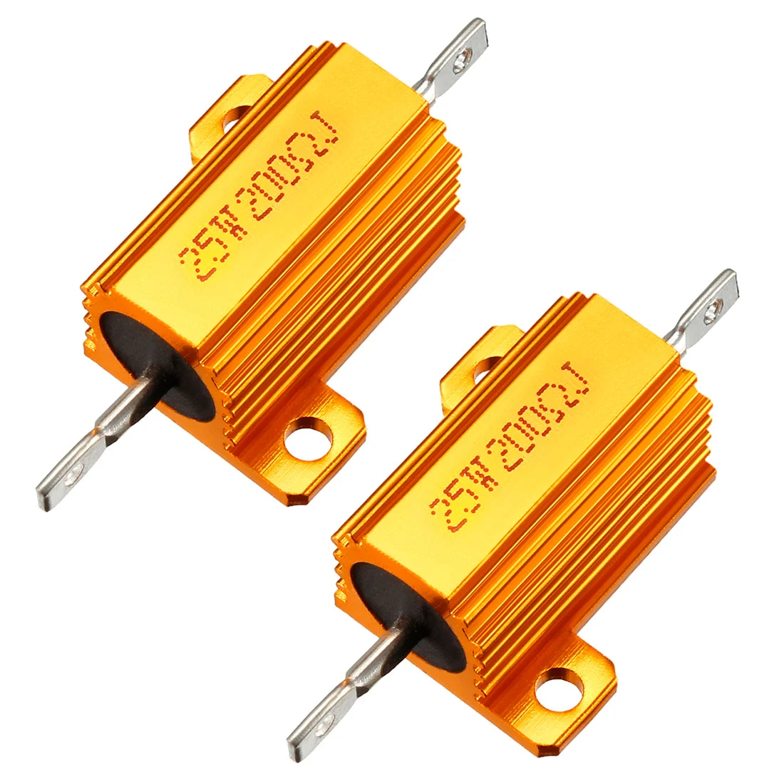 25W 200 Ohm 5% Aluminum Housing Resistor Screw Chassis Mounted Aluminum Case Wirewound Resistor Load Resistors Gold Tone 2 pcs