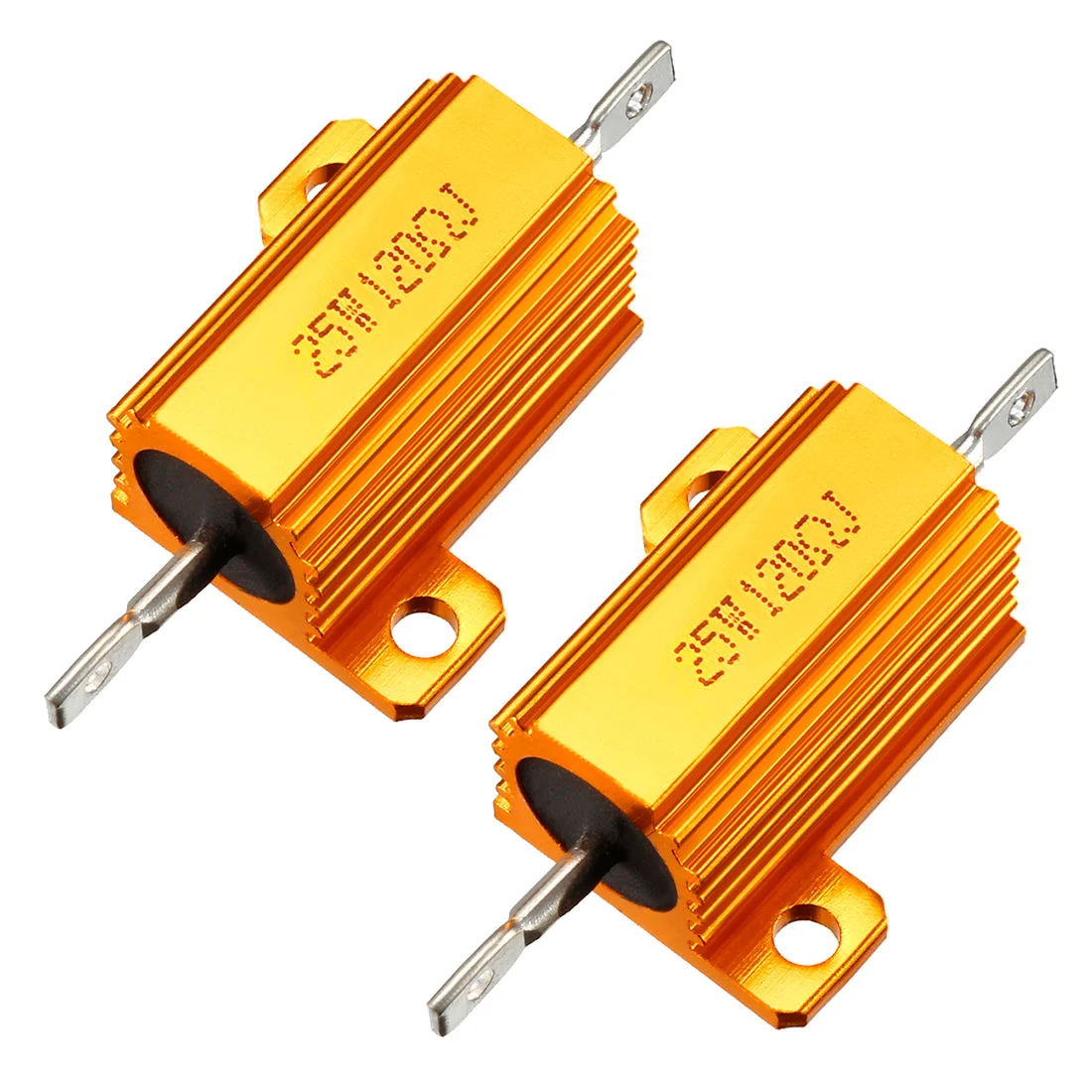 25W 120 Ohm Chassis Mount, Wirewound Power Resistors Aluminium Housing Gold 2Pc