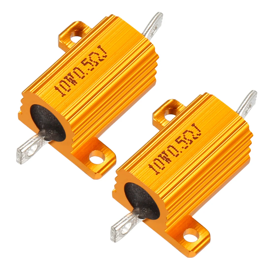 2 Pcs Aluminum Case Resistor 10W 0.5 Ohm Wirewound for LED Converter with Rod Post 10W0.5RJ