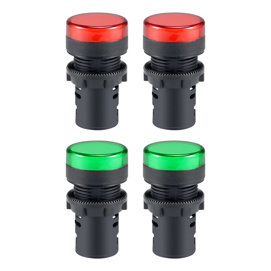 4Pcs AC 380V Indicator Lights, Red+Green LED, Flush Panel Mount 7/8" 22mm