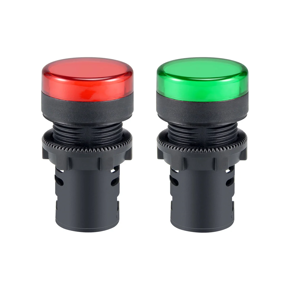 2Pcs AC/DC 24V Indicator Lights, Red+Green LED, Flush Panel Mount 7/8" 22mm