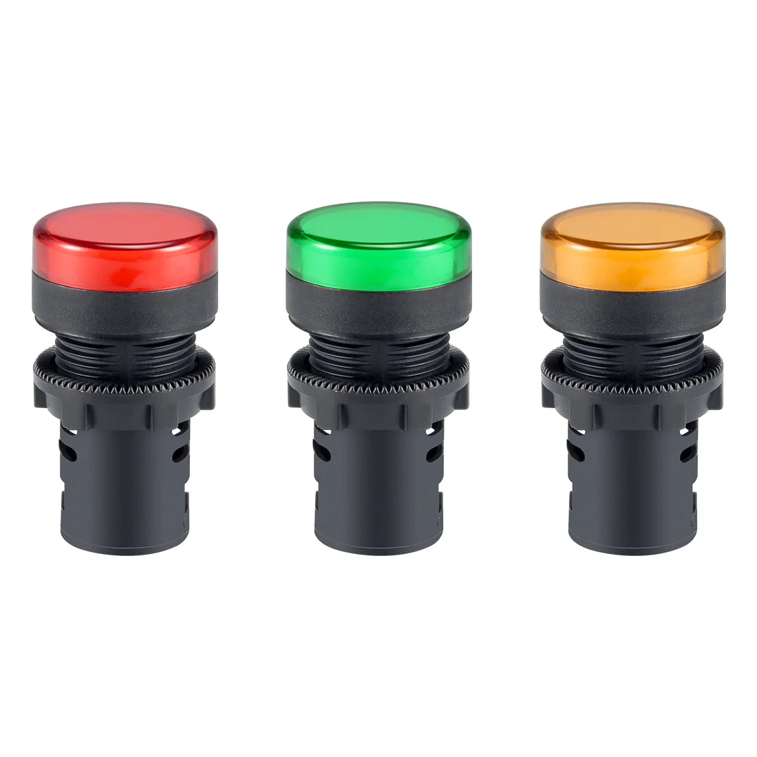 3pcs AC/DC 12V Indicator Lights Red Green Yellow LED Flush Panel Mount 7/8" 22mm