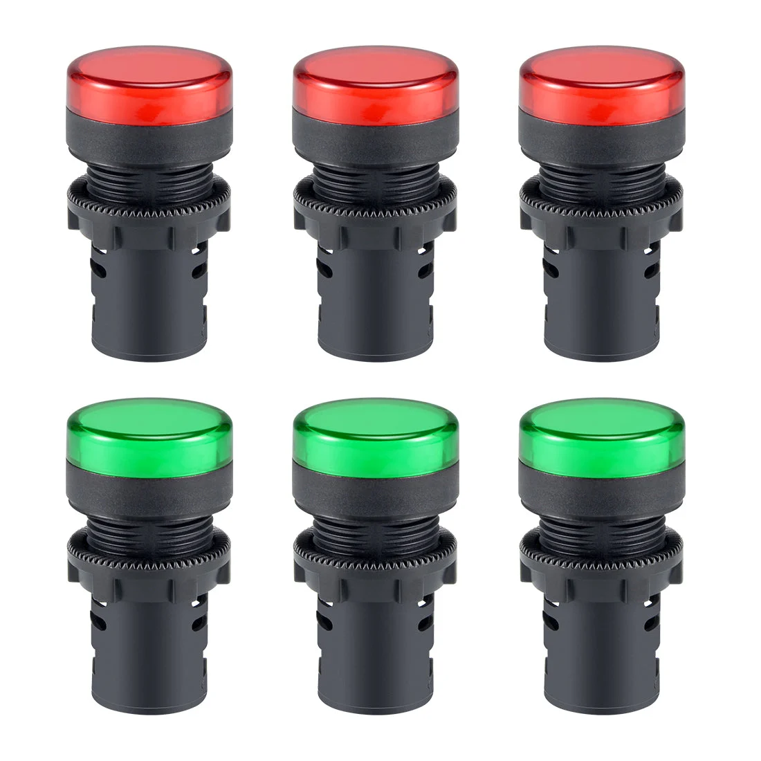 6Pcs AC/DC 24V Indicator Lights, Red+Green LED, Flush Panel Mount 7/8" 22mm