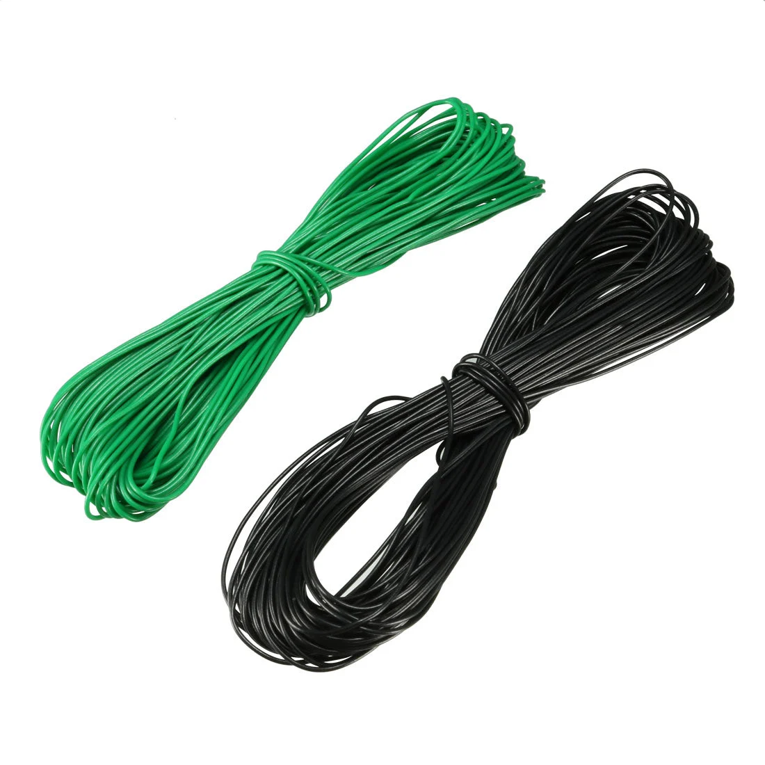 2 Pcs Wrapping Wire Tin Plated Copper Wire PCB Wires Cable P/N DM-30-1000 30 AWG 10M Length Black Green for Eletronic Test