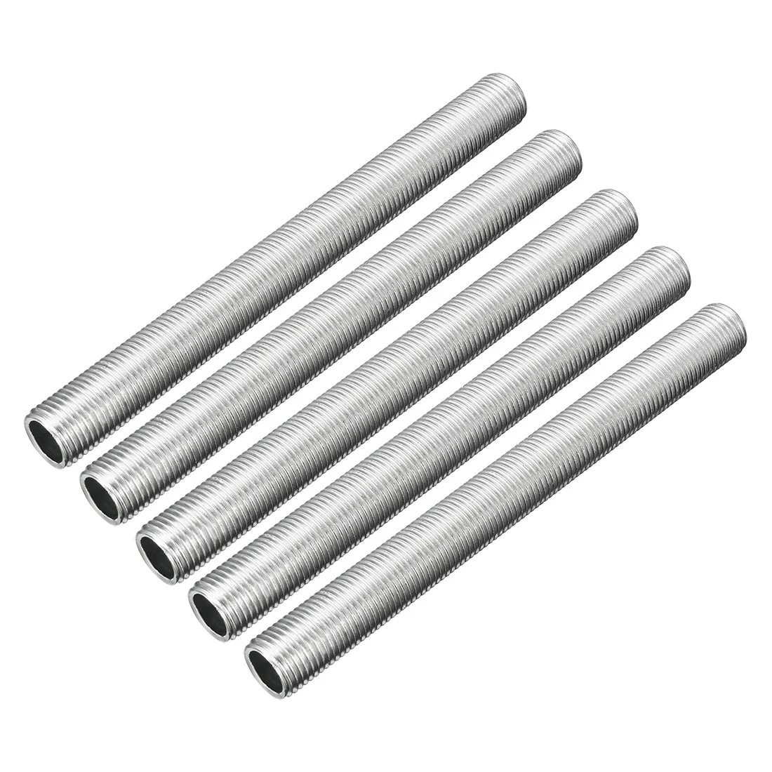 5Pcs Zinc Plated Lamp Pipe Nipple M10x1 100mm Length 1mm Pitch All Threaded