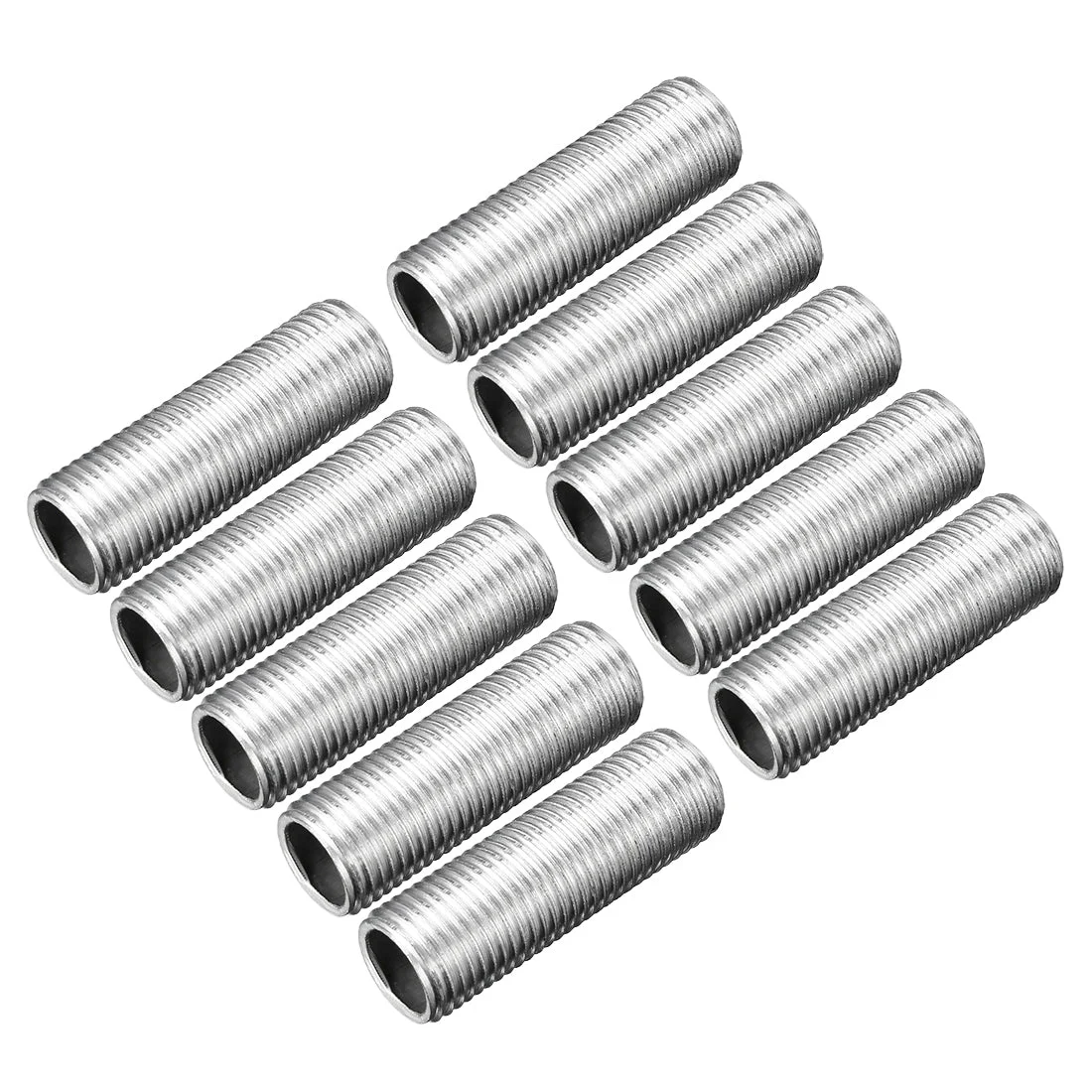 Zinc Plated Lamp Pipe Nipple M10 30mm Length 1mm Pitch All Threaded 10Pcs