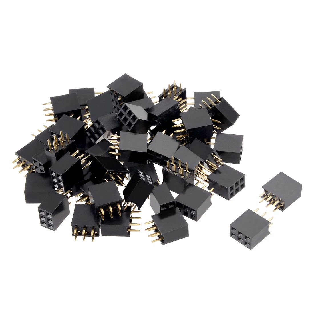 Uxcell 50Pcs 2.54mm Pitch 2x3-Pin Double Row Straight Connector Female Pin Header Strip PCB Board Socket