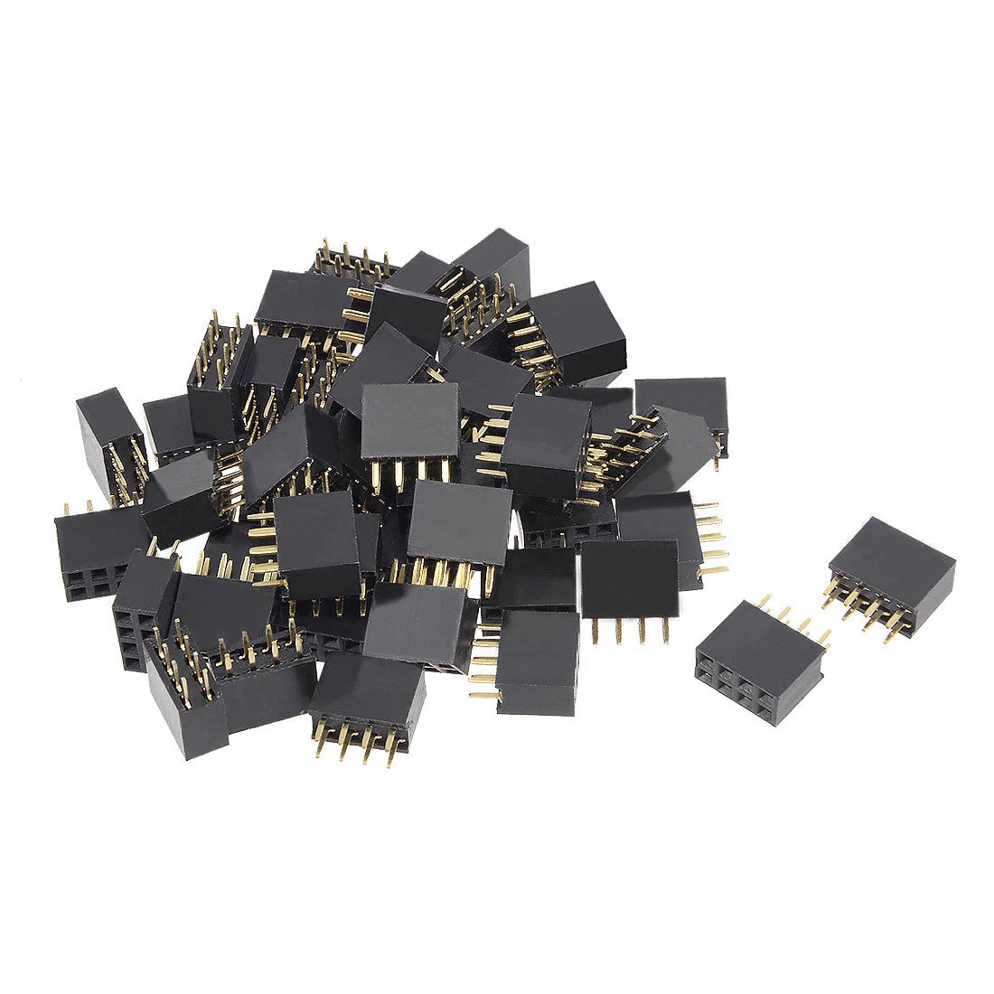 Uxcell 50Pcs 2.54mm Pitch 2x4-Pin Double Row Straight Connector Female Pin Header Strip PCB Board Socket