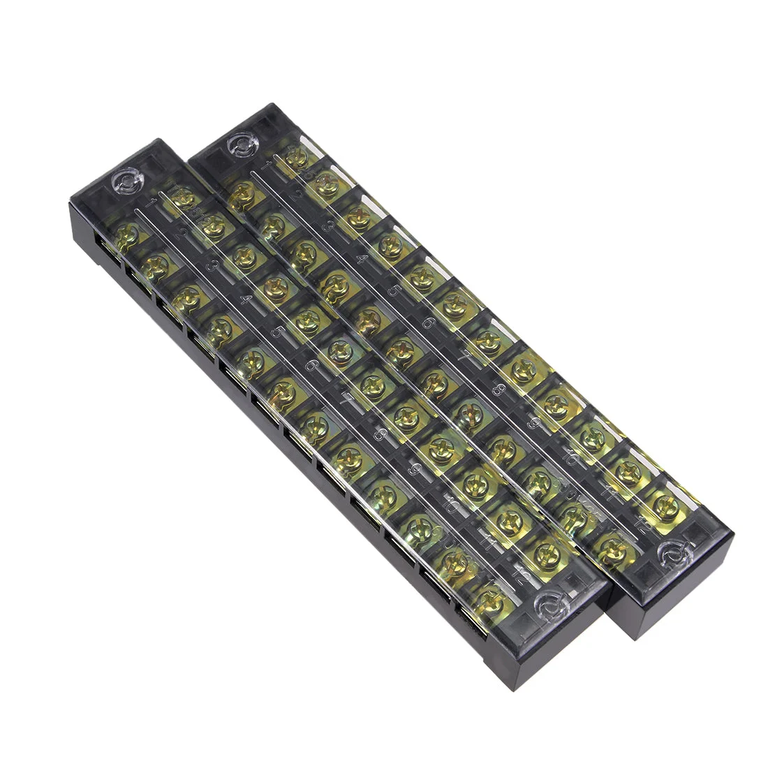 2 Pcs Dual Rows 12 Positions 600V 25A Cable Barrier Block Terminal Strip TB-2512L