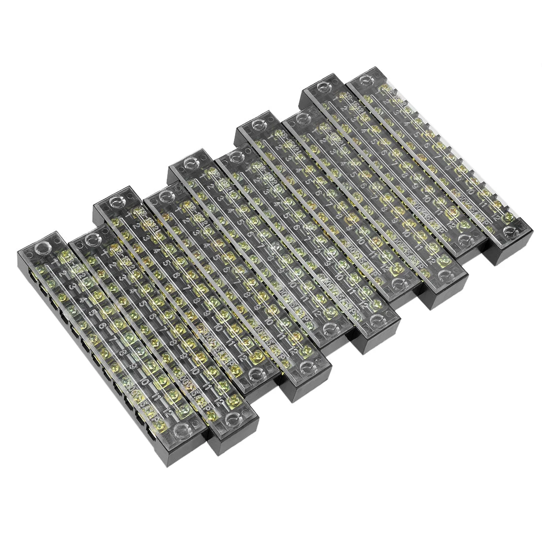 10 Pcs 12 Positions Dual Rows 600V 15A Wire Barrier Block Terminal Strip TB-1512L