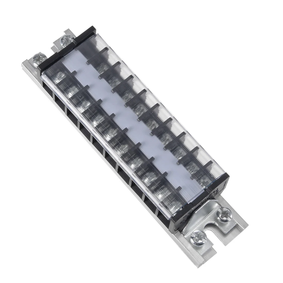 Barrier Terminal Strip Block 660V 15A Dual Rows 10 Position DIN Rail Base Covered Screw