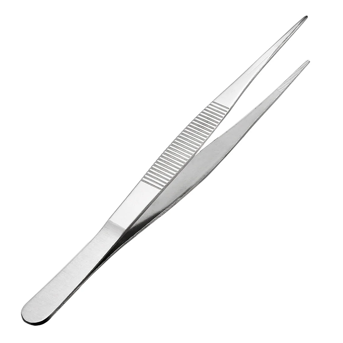 8-Inch 430 Stainless Steel Straight Pointed Tweezers with Serrated Tip Daily Garden Tool