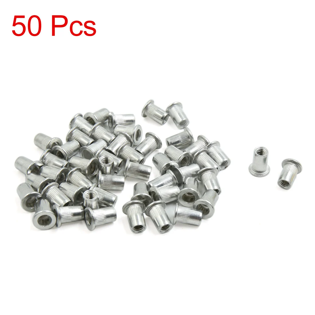 50pcs M6 Thread Aluminum Alloy Flat Head Rivet Nut Insert for Car