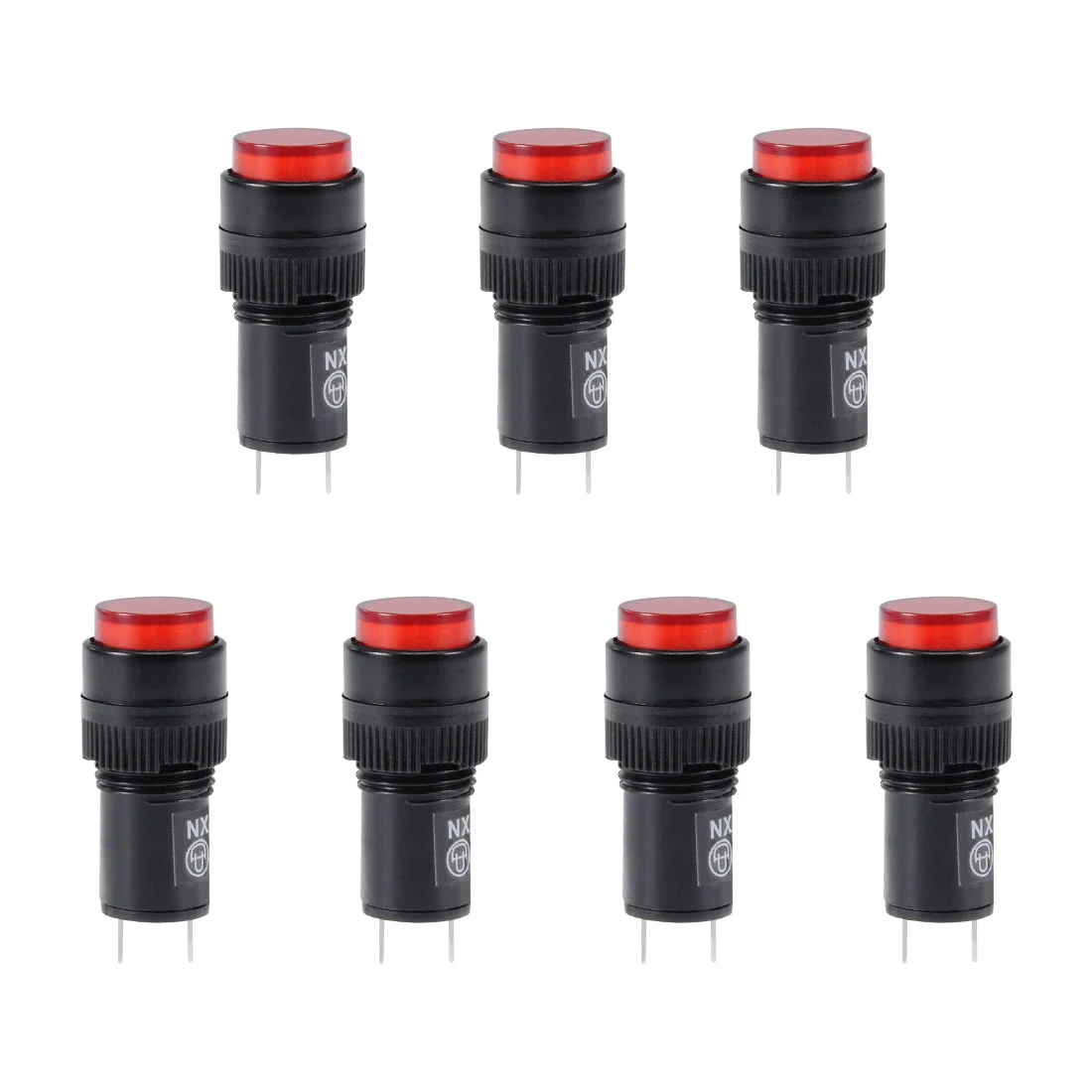Indicator Lights DC 12V, NXD-212 Red Neon Bulb, Flush Panel Mount 15/32" 12mm, 7Pcs