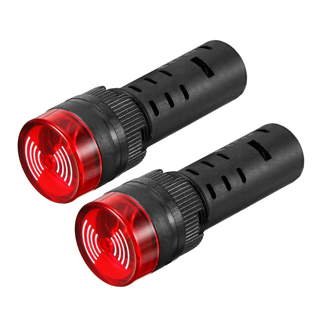 2pcs AC/DC 12V Pilot Light Indicator Flashing Alarm with Buzzer, Panel Mount 16mm Red LED