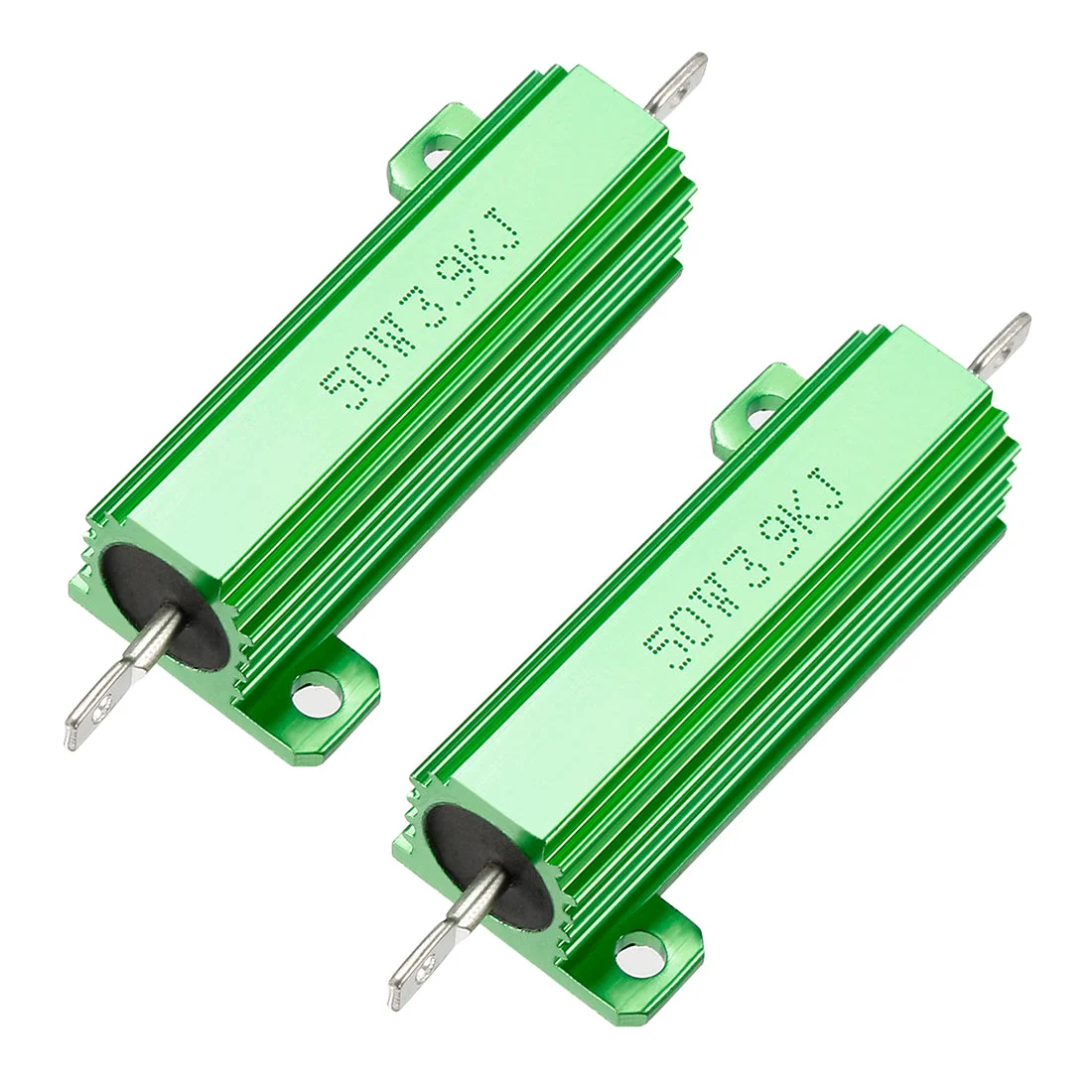 50W 3.9k Ohm 5% Aluminum Housing Resistor Screw Chassis Mounted Aluminum Case Wirewound Resistor Load Resistors Green 2 pcs