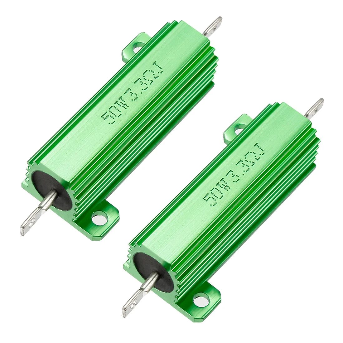 50W 3.3 Ohm 5% Aluminum Housing Resistor Screw Chassis Mounted Aluminum Case Wirewound Resistor Load Resistors Green 2 pcs