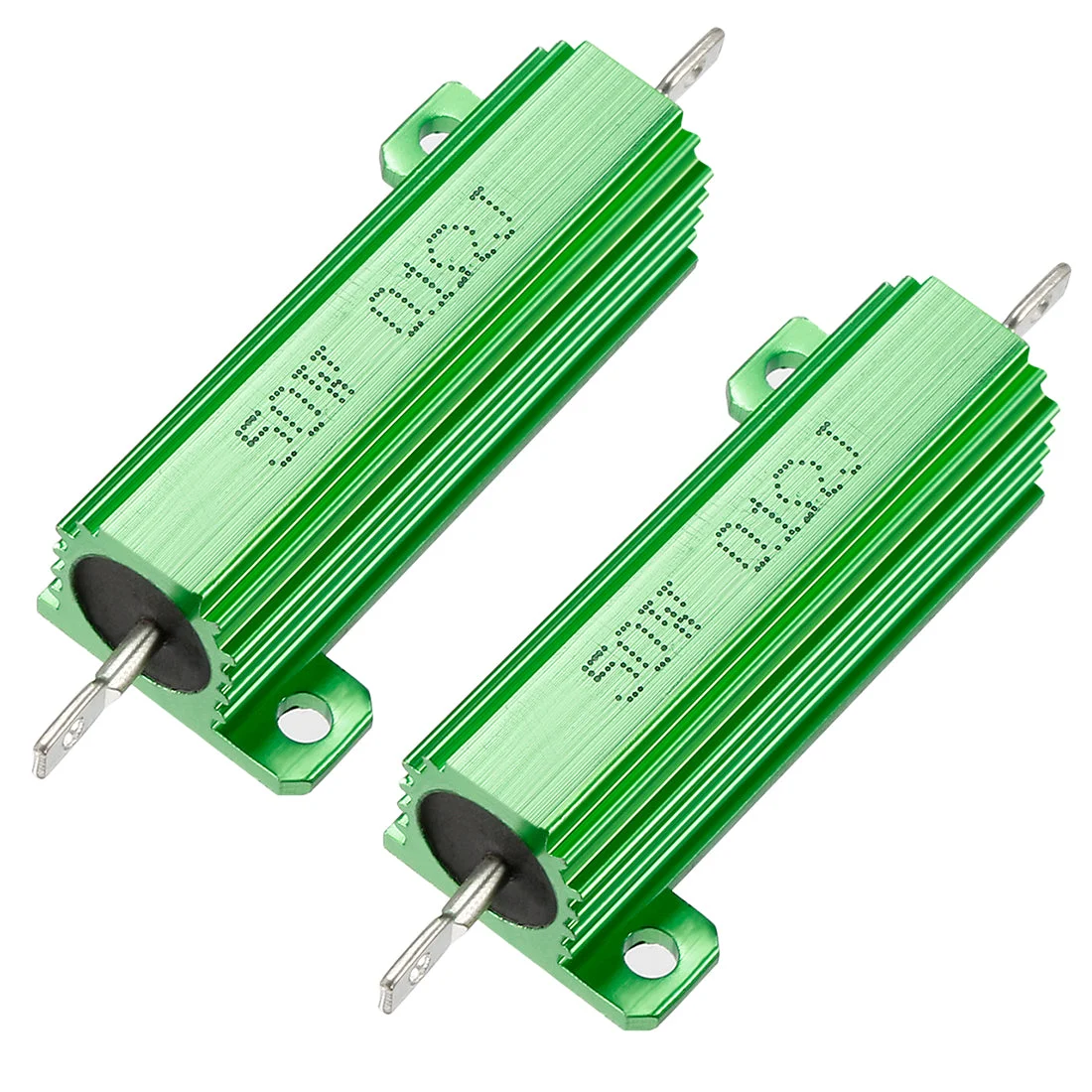 50W 0.1 Ohm 5% Aluminum Housing Resistor Screw Chassis Mounted Aluminum Case Wirewound Resistor Load Resistors Green 2 pcs
