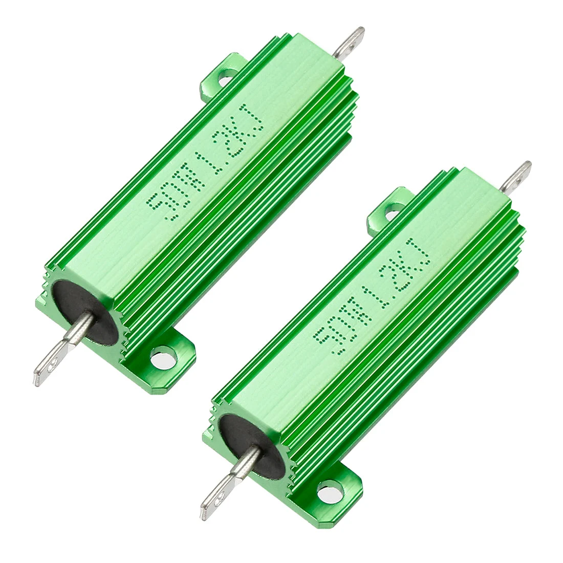 50W 1.2k Ohm 5% Aluminum Housing Resistor Screw Tap Chassis Mounted Aluminum Case Wirewound Resistor Load Resistors Green 2 Pcs